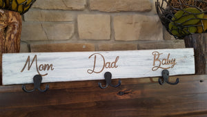 Rustic Personalized Wood Coat/ Towel/dog leash Hangers Antique white