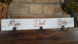 Rustic Personalized Wood Coat/ Towel/dog leash Hangers Antique white