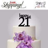 Rustic Wood cake topper "Happy 21st"